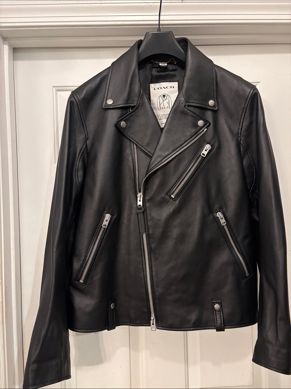 Coach Black Leather lamb skin bomber